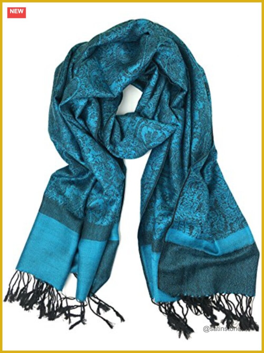 Two Tone Vintage Paisley Pashmina Shawl Wrap Scarf All Seasons Fringe